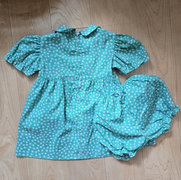 Vintage Ceil Ainsworth green 3-piece floral prairie apron dress set - Picture 3 of 11